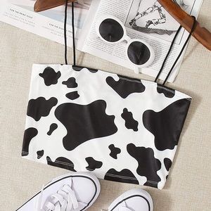 Cow print cropped tank top